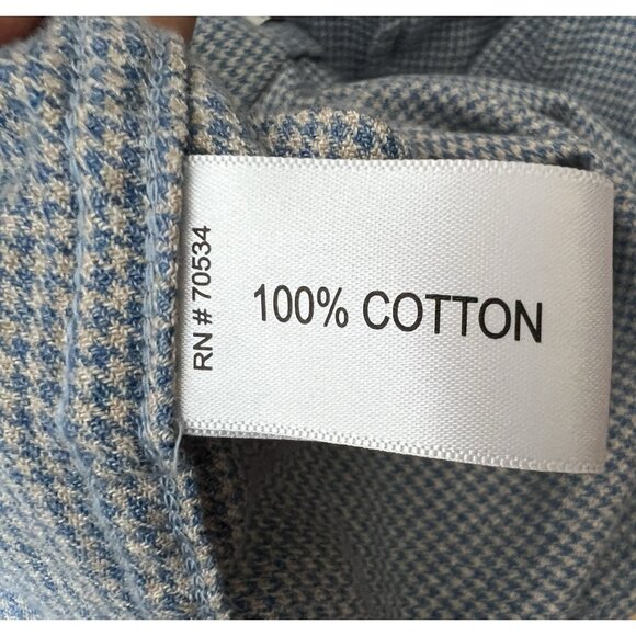 Orvis Fairbanks Shirt Mens Medium Button Up Houndstooth Blue Cream Soft Cotton - Picture 12 of 15